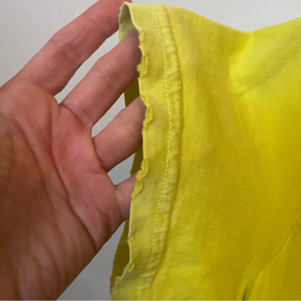 FREECITY Golden Line Short-Sleeve Tee in Yellow Green Sz XS Rare Distressed - Picture 6 of 16